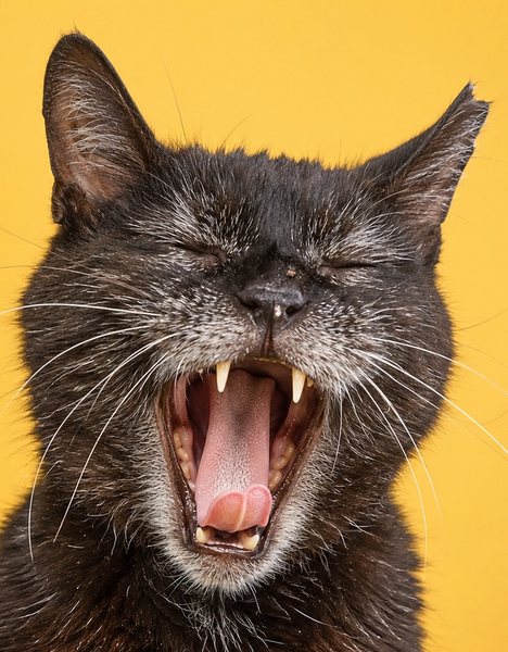 一只年长的黑色短毛家猫