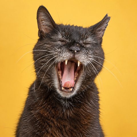一只年长的黑色短毛家猫