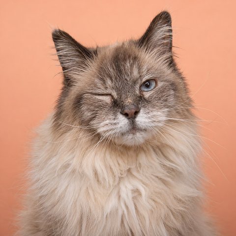 一只年长的海豹重点色布偶猫