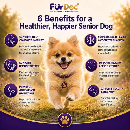 FurDoc Senior Support Dog 7+ | Senior Dog Supplement (6-in-1 Healthy Aging Formula)