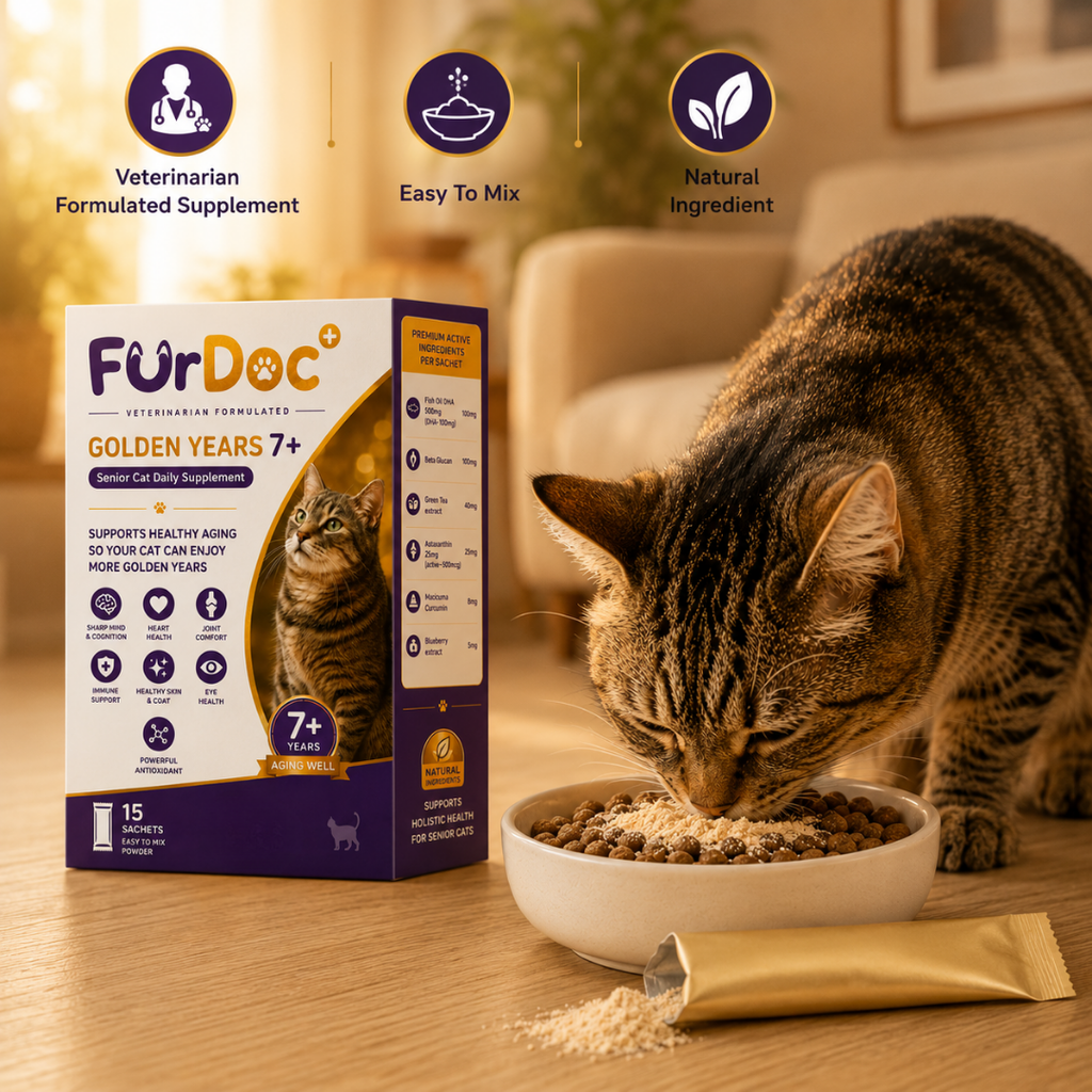 FurDoc Golden Years Cat 7+ | Senior Cat Supplement (6-in-1 Healthy Aging Formula)