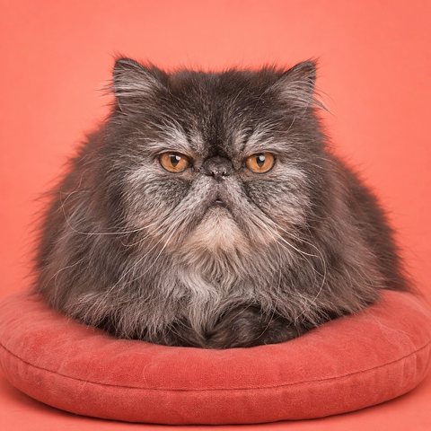An older Persian with an unimpressed stare